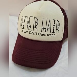 River Hair Don't Care Burgundy and Cream Trucker Hat